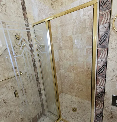 a bathroom with a shower