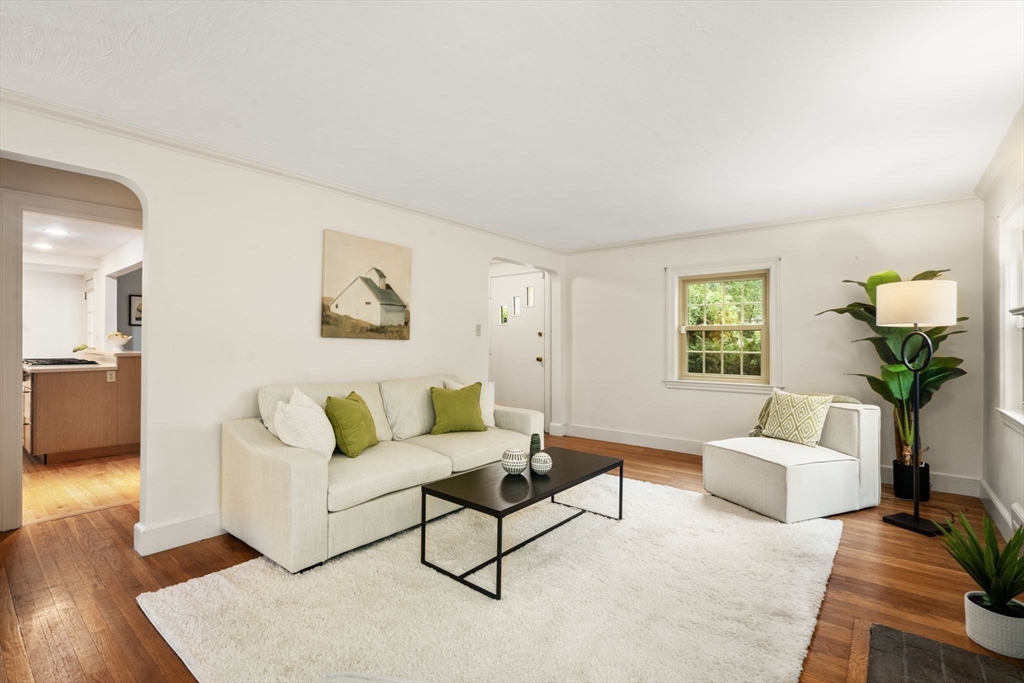 163 Day Street Newton, MA 02466 - Photo 3 of 20 a living room with furniture and a potted plant