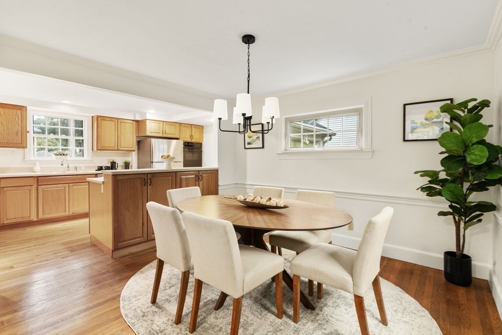 163 Day Street Newton, MA 02466 - Photo 5 of 20 a dining room with furniture potted plants and wooden floor