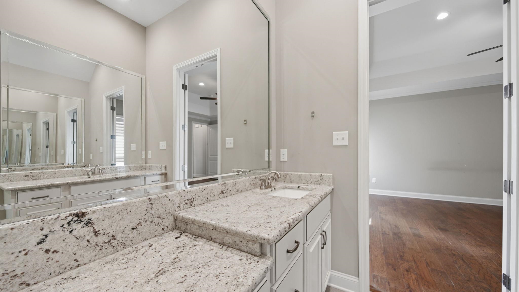1058 Shanborne Cove Collierville, TN 38017 - Photo 27 of 39 Bathroom featuring vanity, dark wood-type flooring, and recessed lighting