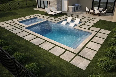 a view of a backyard with sitting area