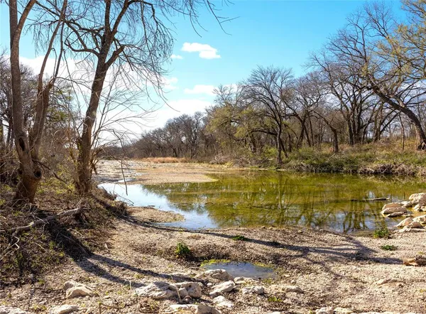 a view of a lake from a yard