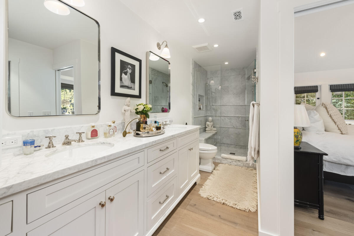 655 Romero Canyon Road Montecito, CA 93108 - Photo 17 of 23 a bathroom with a double vanity sink mirror and bathtub