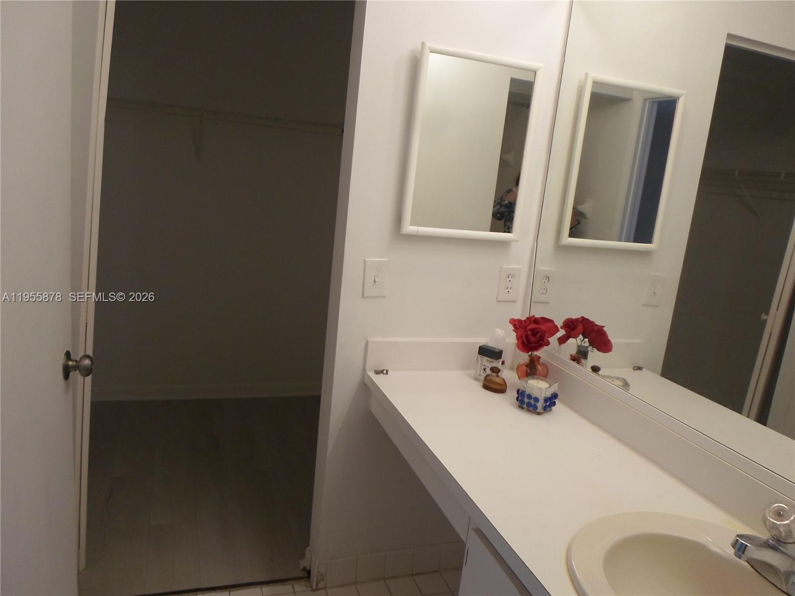 20760 Northeast 4th Court, Unit 201 Miami, FL 33179 - Photo 36 of 55 a bathroom with a sink and a mirror