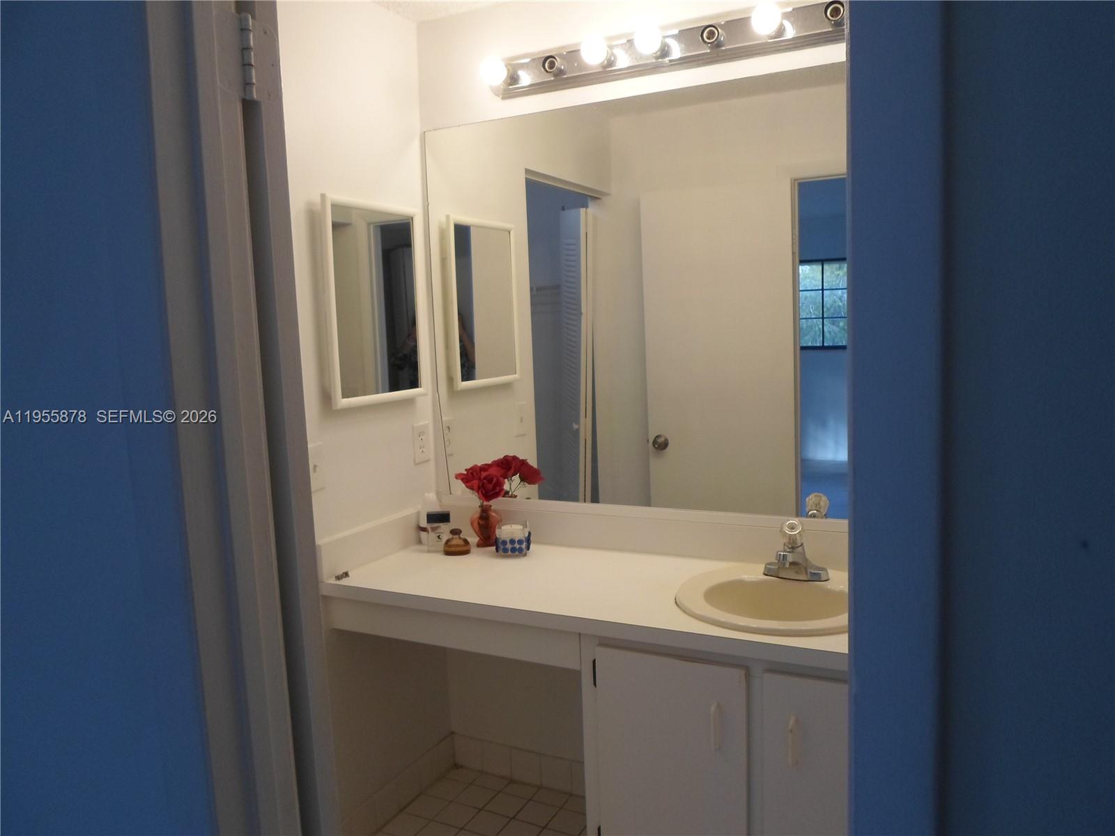 20760 Northeast 4th Court, Unit 201 Miami, FL 33179 - Photo 38 of 55 a bathroom with a sink and mirror