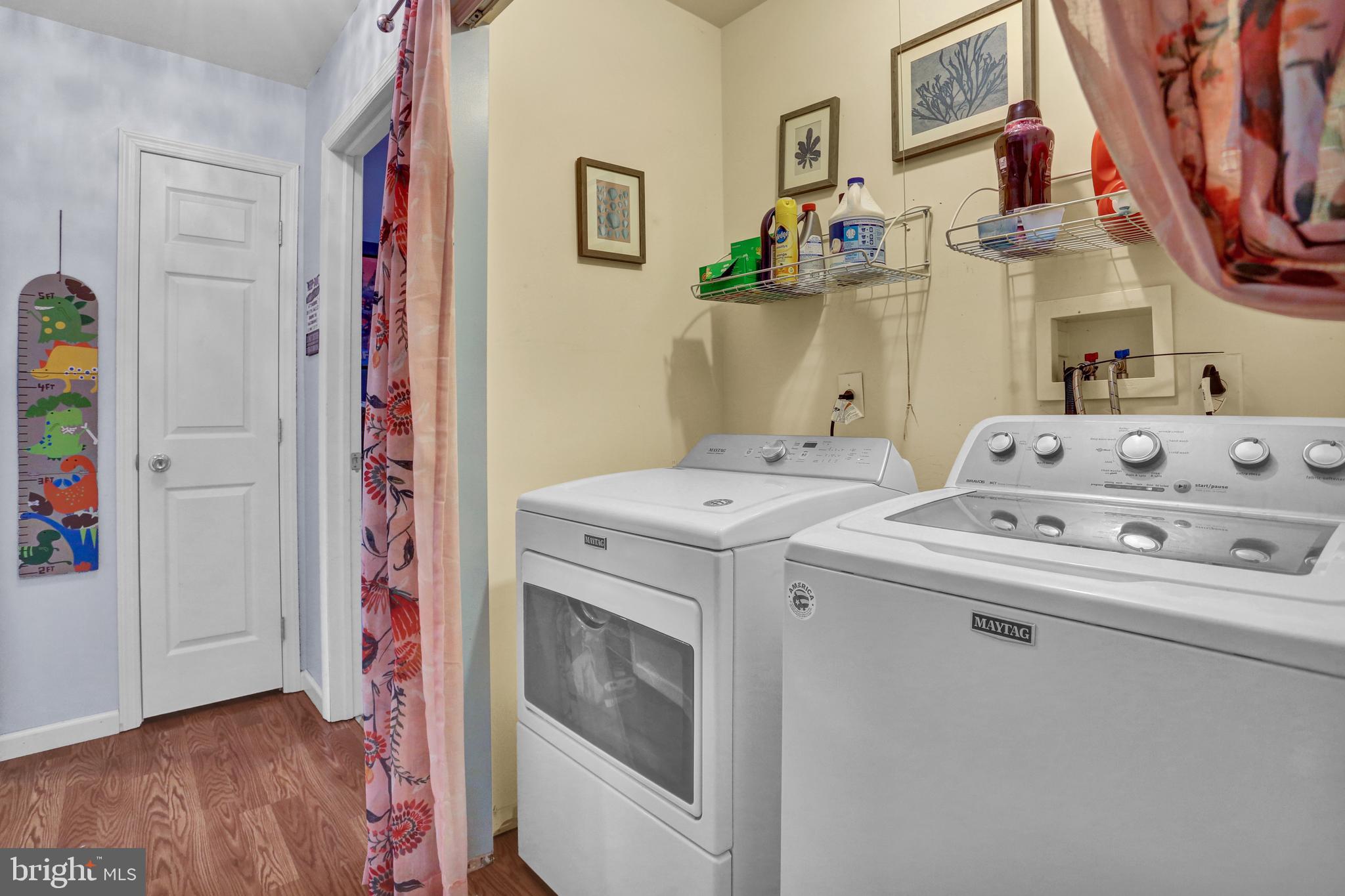 13 Roxberry Drive Reading, PA 19608 - Photo 19 of 24 a utility room with dryer washer and a view of living room
