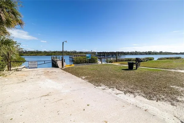 a view of a lake with a beach