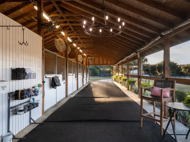 a view of a garage with storage