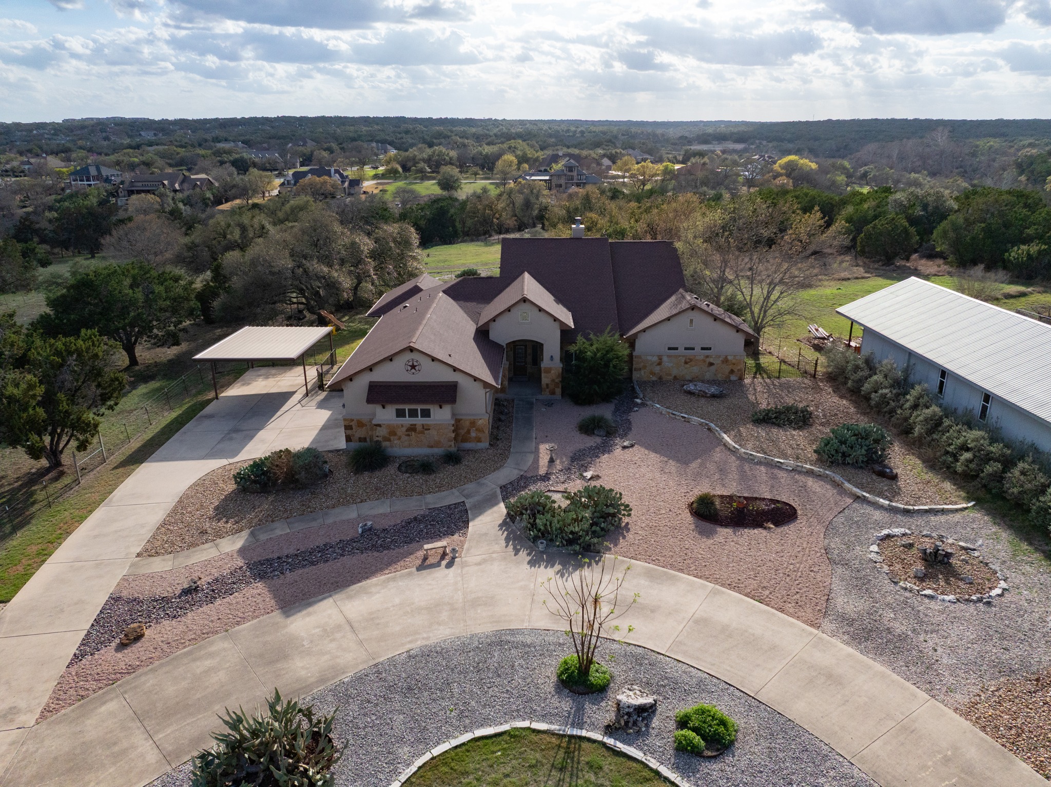 204 Skyline Road Georgetown, TX 78628 - Photo 2 of 40 an aerial view of a house with garden space and street view