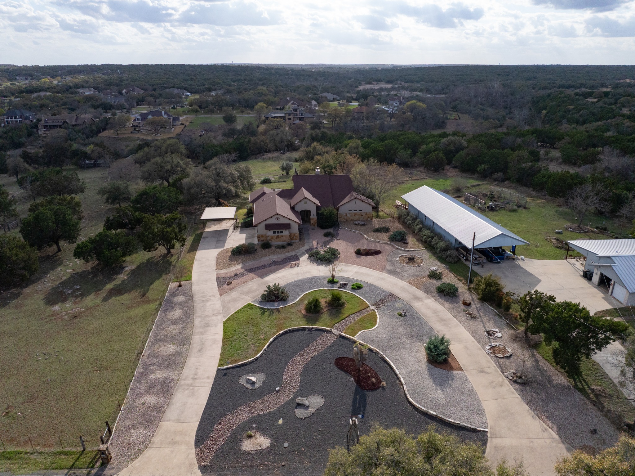 204 Skyline Road Georgetown, TX 78628 - Photo 3 of 40 an aerial view of a house with a swimming pool