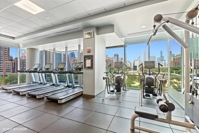 a outdoor space with lots of tables and chairs