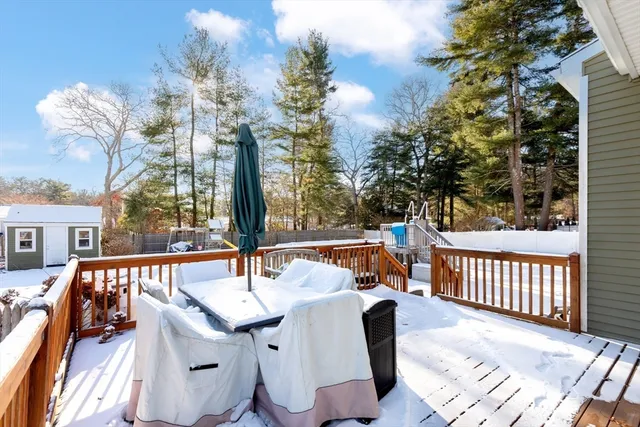 a view of balcony with furniture
