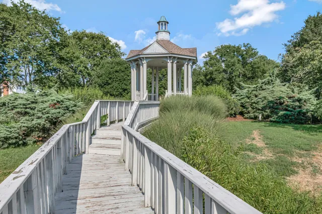 a front view of a house with yard and green space
