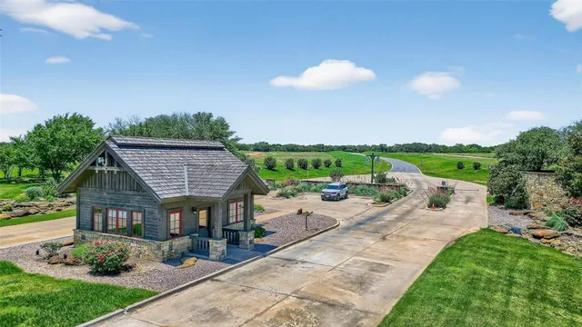 a view of a garden with a bench