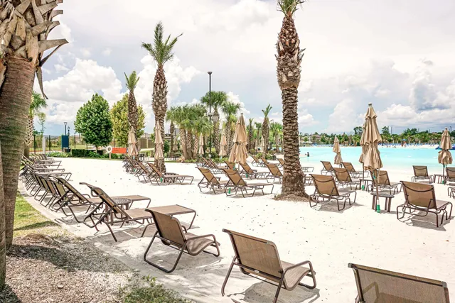a view of outdoor space with seating area and trees around