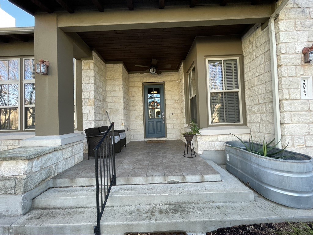 a view of a entryway door front of house