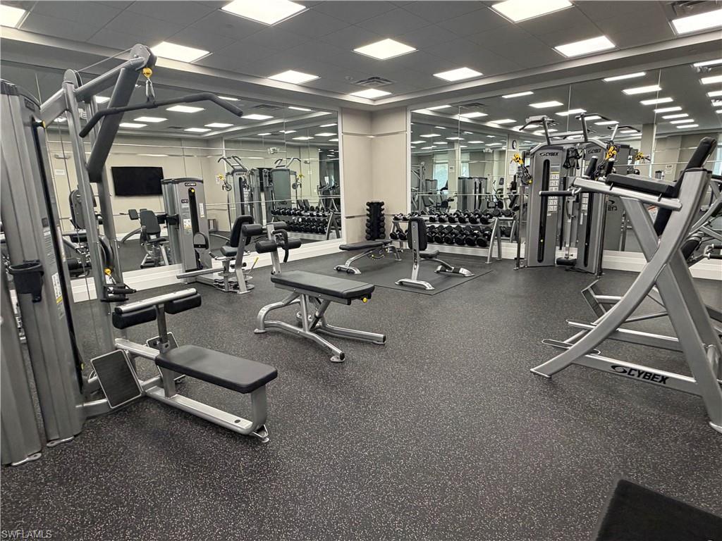 1135 3rd Avenue South, Unit 403 Naples, FL 34102 - Photo 31 of 34 Workout area featuring a drop ceiling
