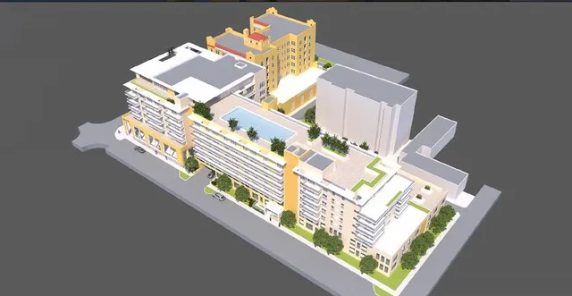 a view of a city with tall buildings