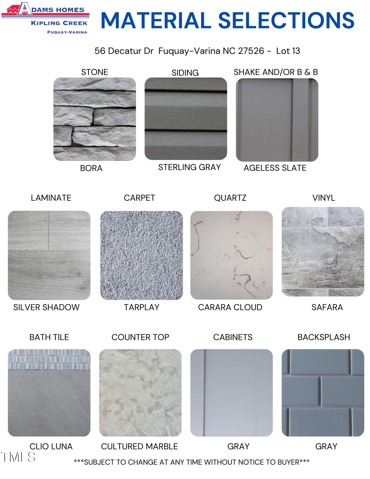 56 Decatur Drive Fuquay-Varina, NC 27526 - Photo 3 of 40 Material Selections