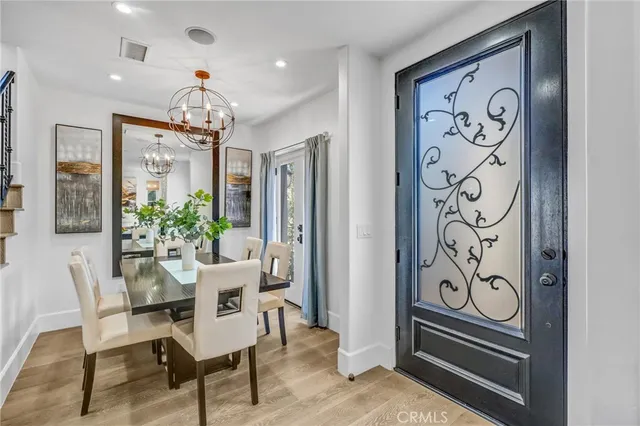 a view of a hallway with seating area