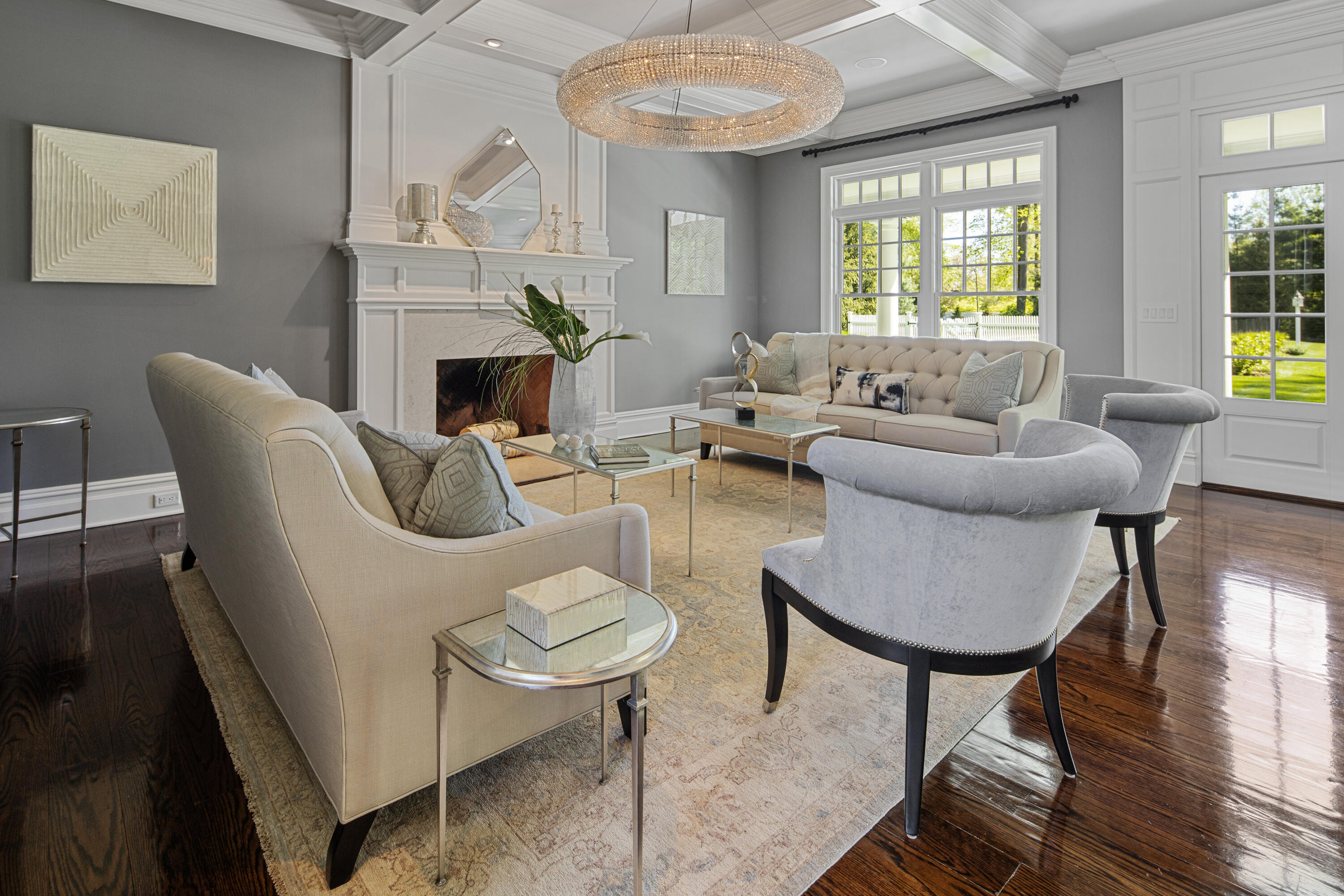 12 Shady Acres Road Darien, CT 06820 - Photo 8 of 47 a living room with furniture a fireplace and a table