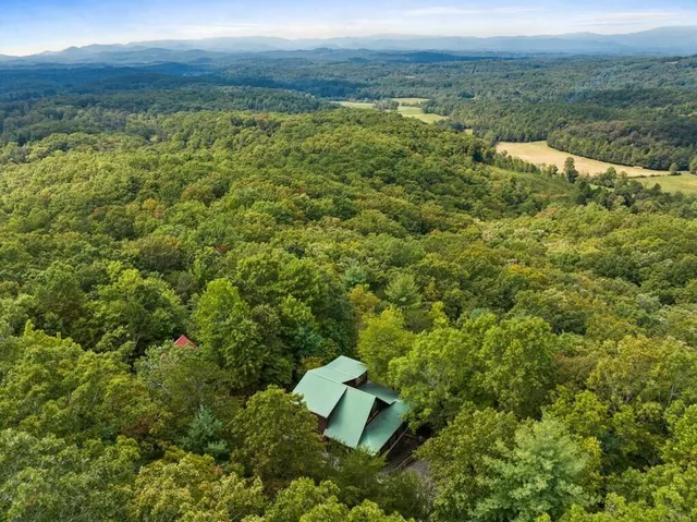 a backyard of a house with lots of green space and fountain
