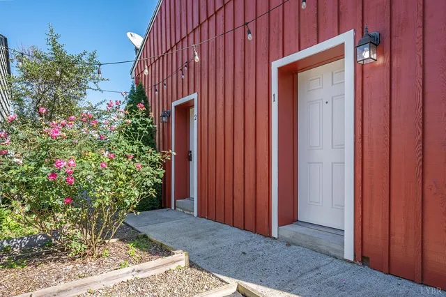 a view of a garden with a pathway