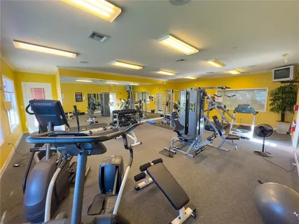 a view of a room with gym equipment