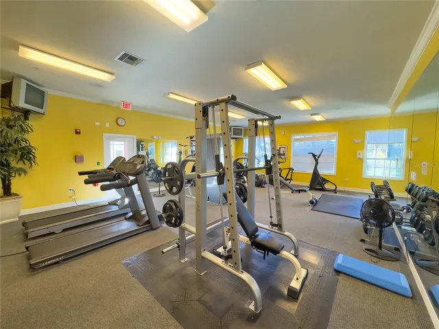 a view of a room with gym equipment