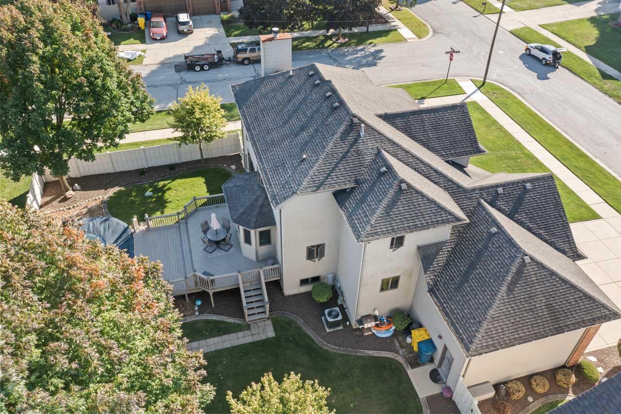 205 North Elgin Street Griffith, IN 46319 - Photo 42 of 43 an aerial view of a house with swimming pool and outdoor seating