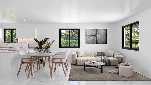 a living room with furniture and window