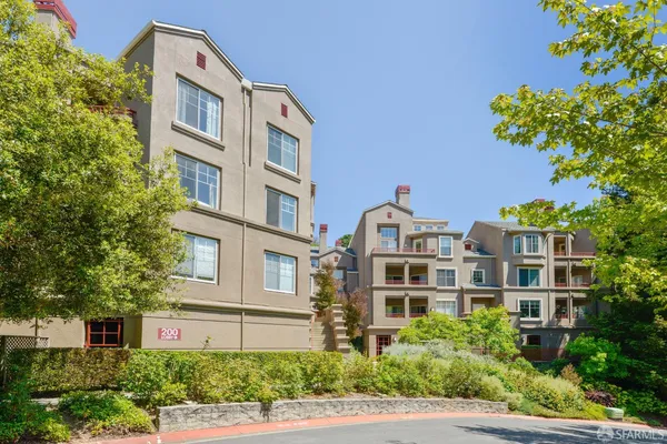 a front view of a multi story building