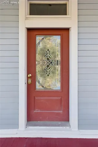 a view of a door of the house