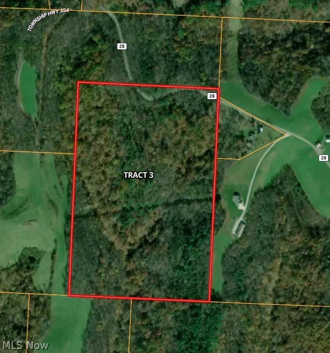 0 Tract 3 Bondi Ridge Road Woodsfield, OH 43793 - Photo 3 of 24 Aerial map of property and surrounding area featuring property parcel outlined