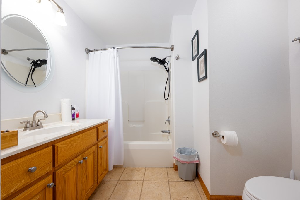124 Cornerstone Murphy, NC 28906 - Photo 30 of 57 a bathroom with a granite countertop sink a toilet and shower