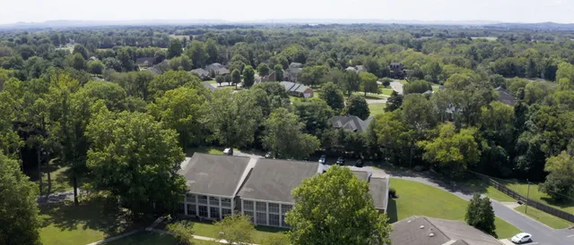 an aerial view of a house