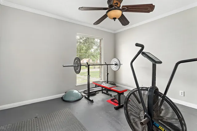 a view of a room with gym equipment