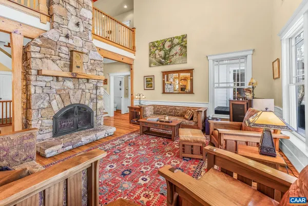 a living room with a large window