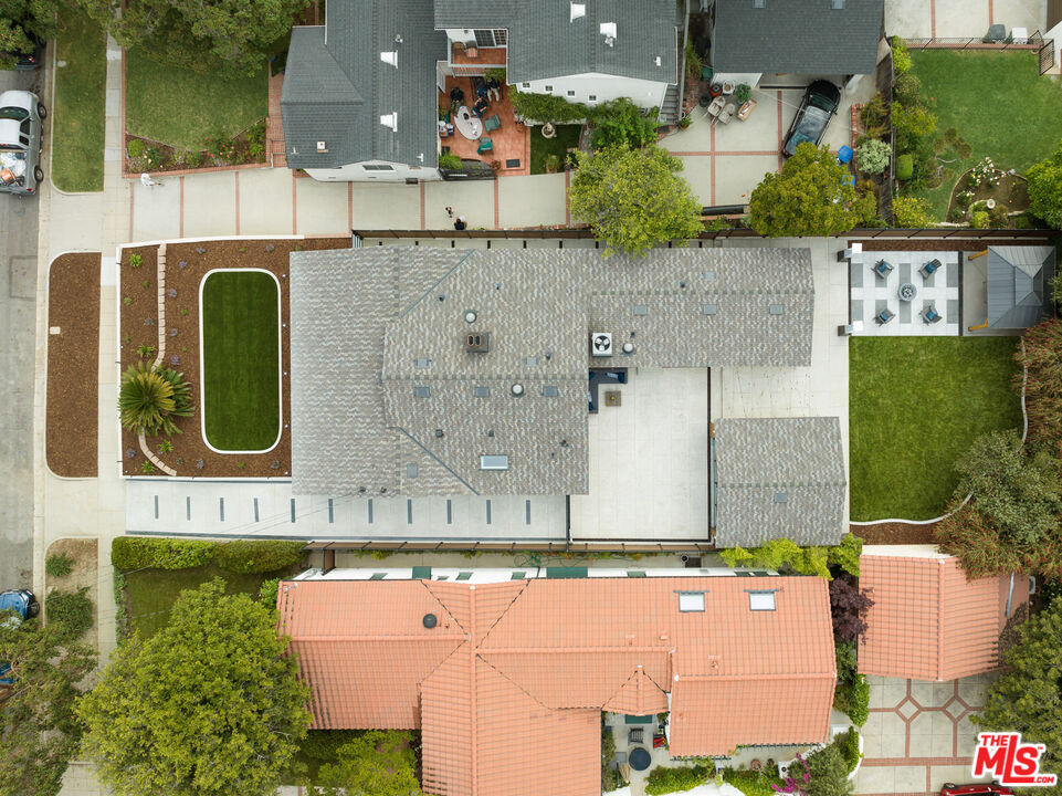 393 Allendale Road Pasadena, CA 91106 - Photo 72 of 75 an aerial view of a house with a swimming pool and large trees