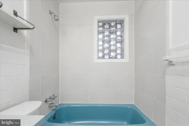 a bathroom with a bathtub