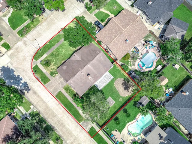 an aerial view of a house