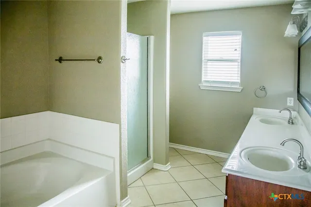 a bathroom with a sink vanity and a mirror