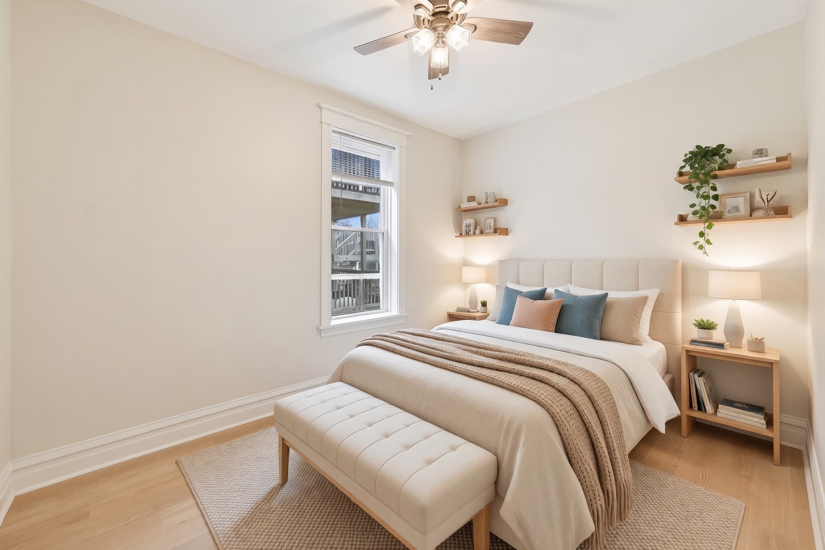 1646 West Byron Street, Unit 2F Chicago, IL 60613 - Photo 23 of 27 a bedroom with a bed and a chandelier