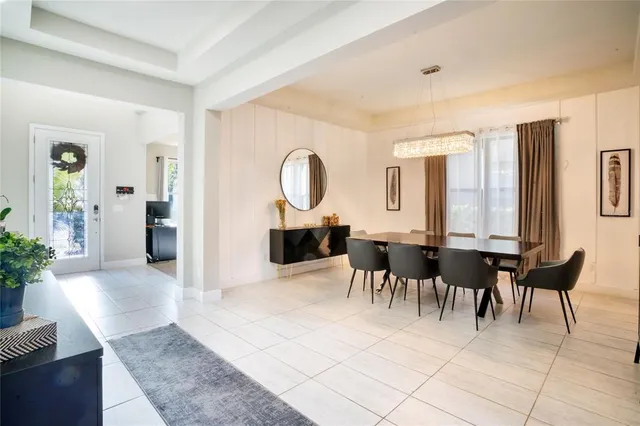 a view of a livingroom with furniture and a table