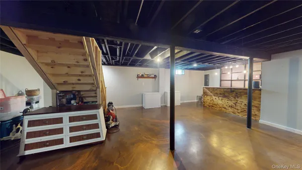 a view of a storage room with racks