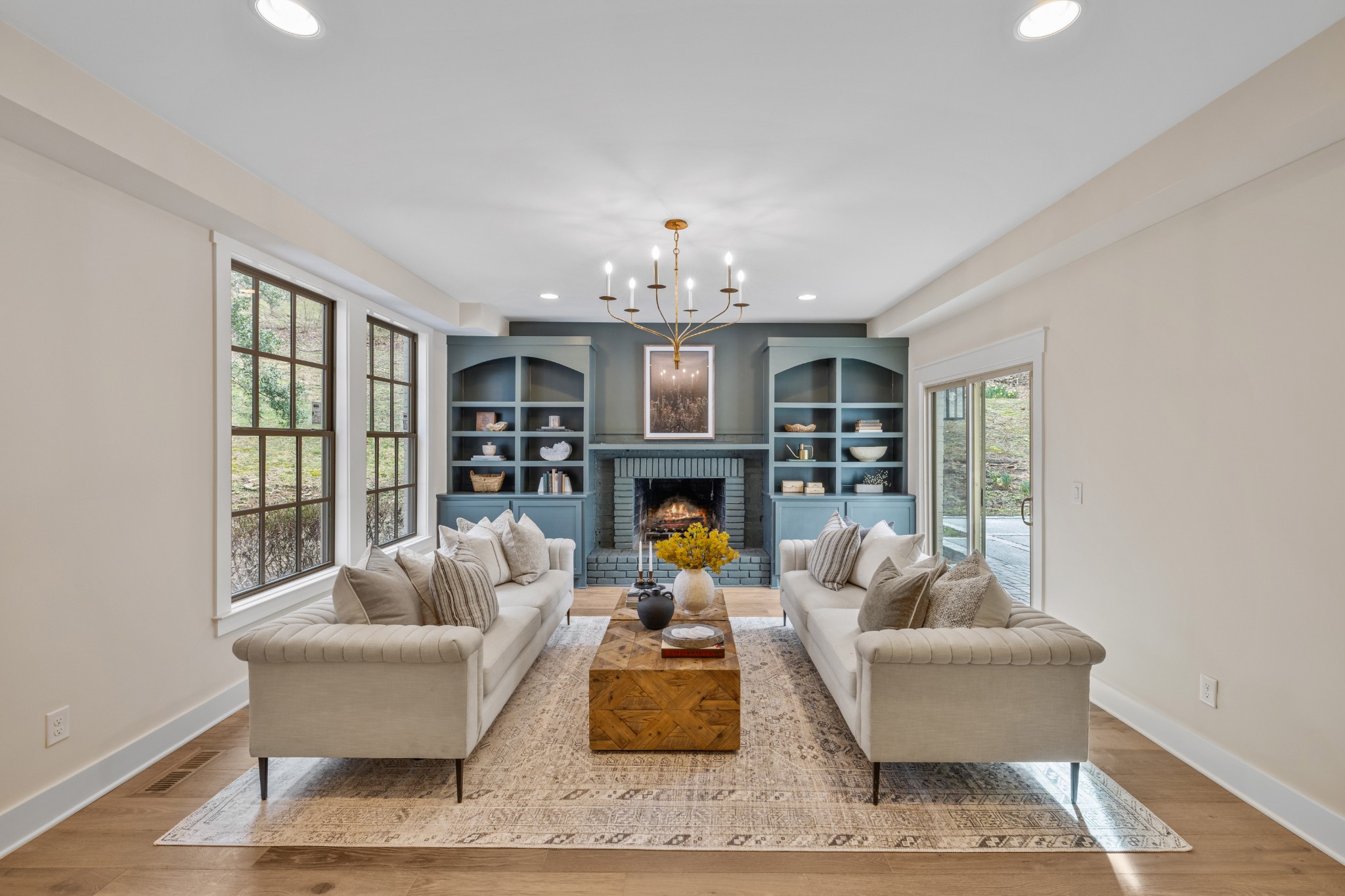 4366 Chickering Lane Nashville, TN 37215 - Photo 16 of 32 a living room with fireplace furniture and a large window