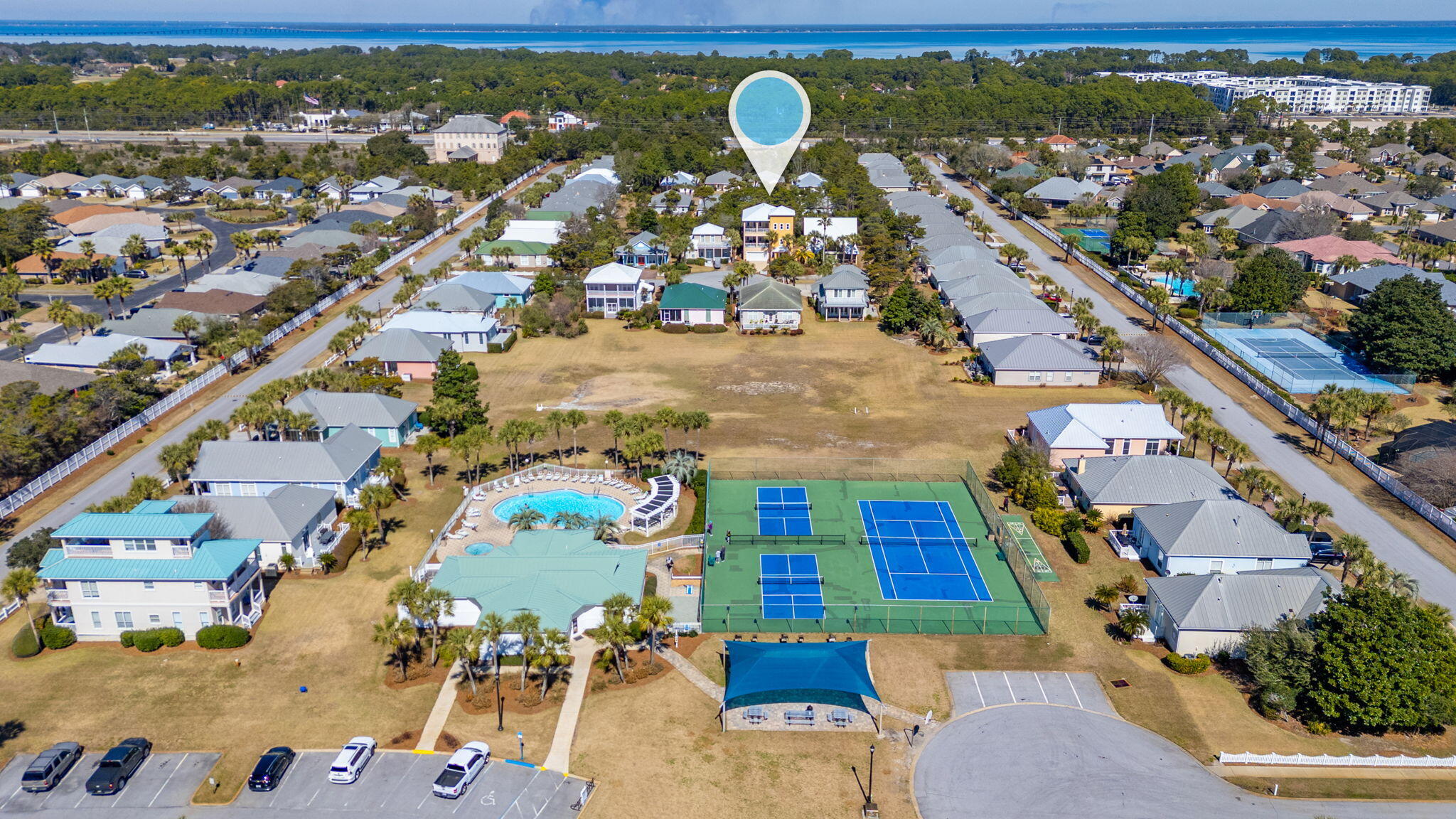 43 St Croix Court Miramar Beach, FL 32550 - Photo 49 of 53 an aerial view of a house with a swimming pool