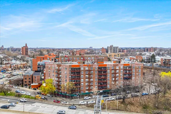 a view of a city with tall buildings