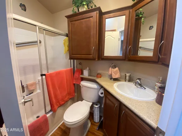 a bathroom with a sink toilet and mirror