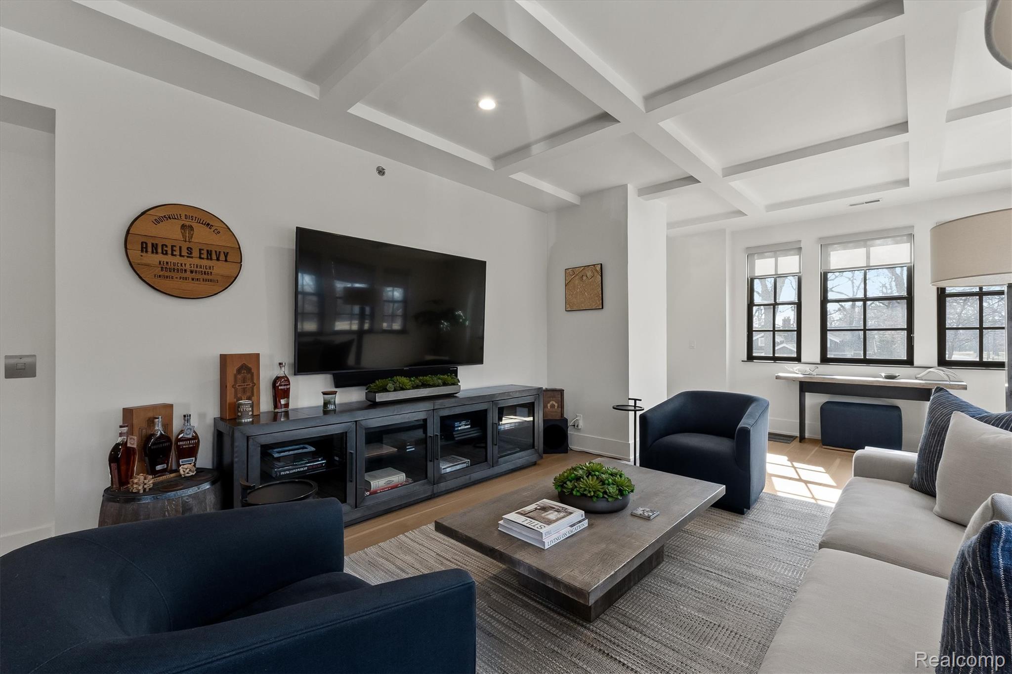 936 West Eleven Mile Road Royal Oak, MI 48067 - Photo 4 of 19 Living room featuring coffered ceiling and baseboards